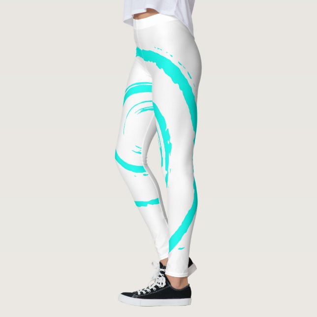 All over Print Leggings with Aqua Twirl (Vänster)