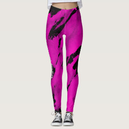 All over Print Leggins Brushy Rosa Black Leggings