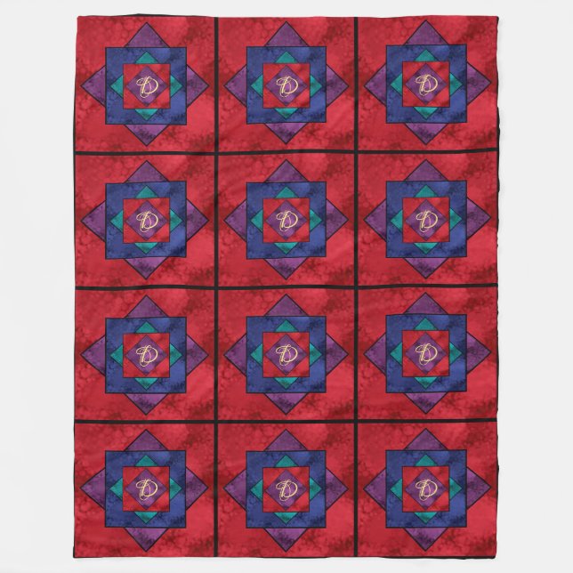All Over Quilt Square Monogram Fleecefilt (Framsidan)