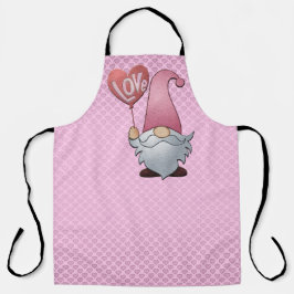 All-over Rosa på Rosa Hearts Gnome Kitchen Apron