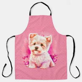 All-over Rosa på Rosa Puppy Kärlek Kitchen Apron