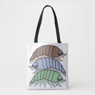 All-Over Tote - 3 Pill Bugs (vit) Tygkasse
