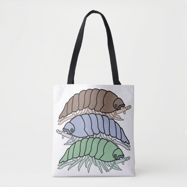 All-Over Tote - 3 Pill Bugs (vit) Tygkasse (Framsida)