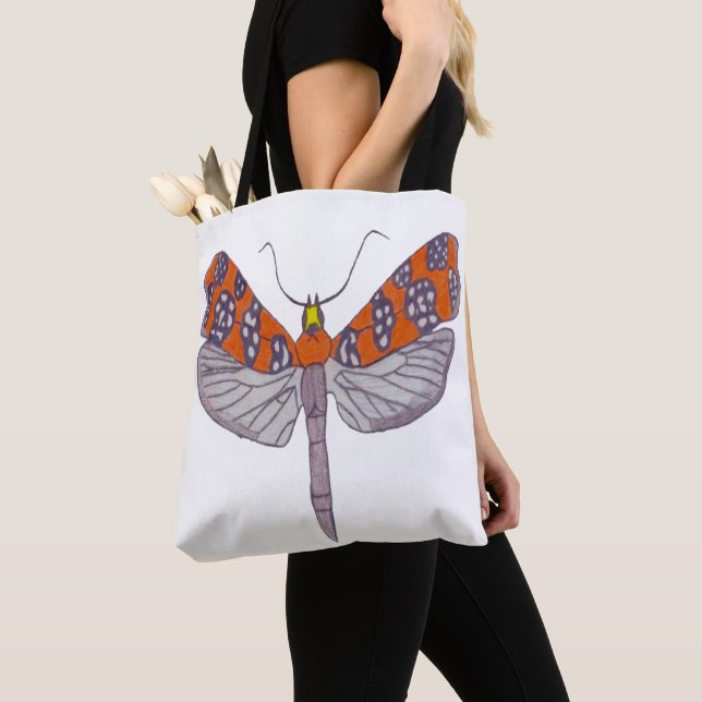 All-Over Tote - Ailanthus Moth (vit) Tygkasse (Närbild)