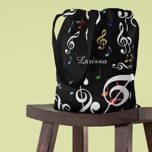 all_over Tote Bag för Musik noter med Namn Tygkasse