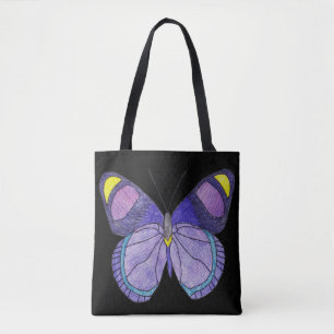 All-Over Tote - Lila Fjäril (svart) Tygkasse