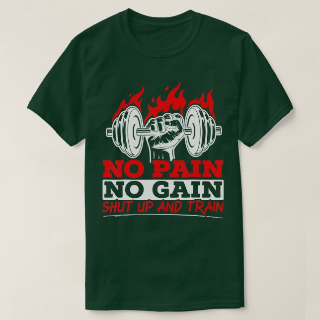 All Pain No Gains Gym Weightlift Bodybuilding F T Shirt (Design framsida)