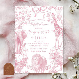 All Pink Safari Toile Baby Shower Inbjudan