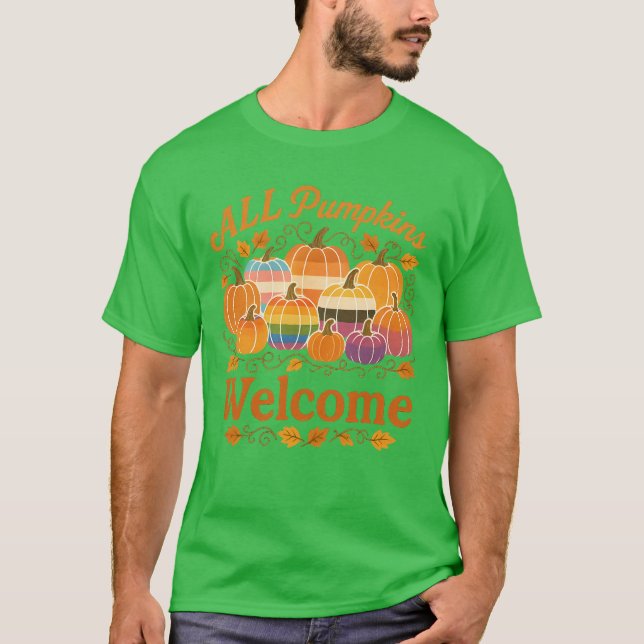 All pumpkins welcome - Feminist Gift Flags T Shirt (Framsida)