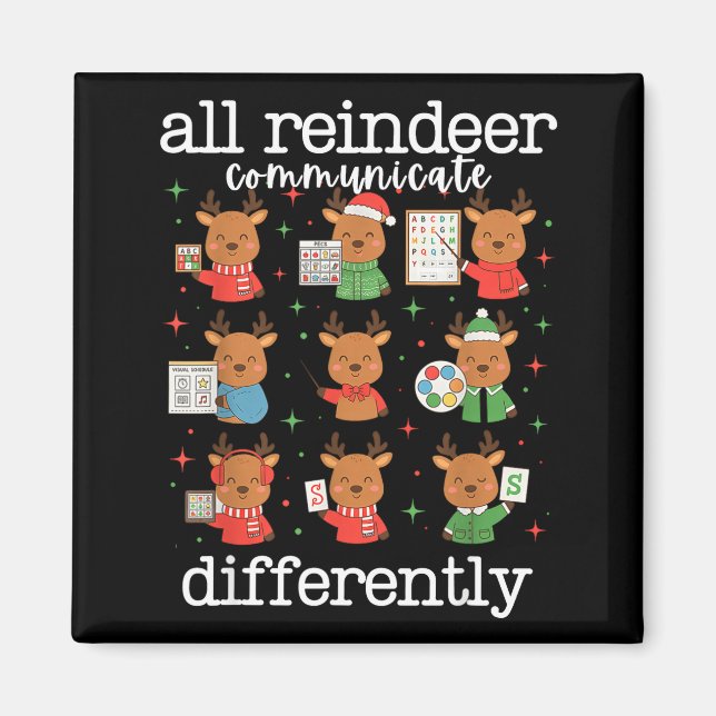 All Reindeer Communicate Differently Xmas Autism A Magnet (Framsidan)