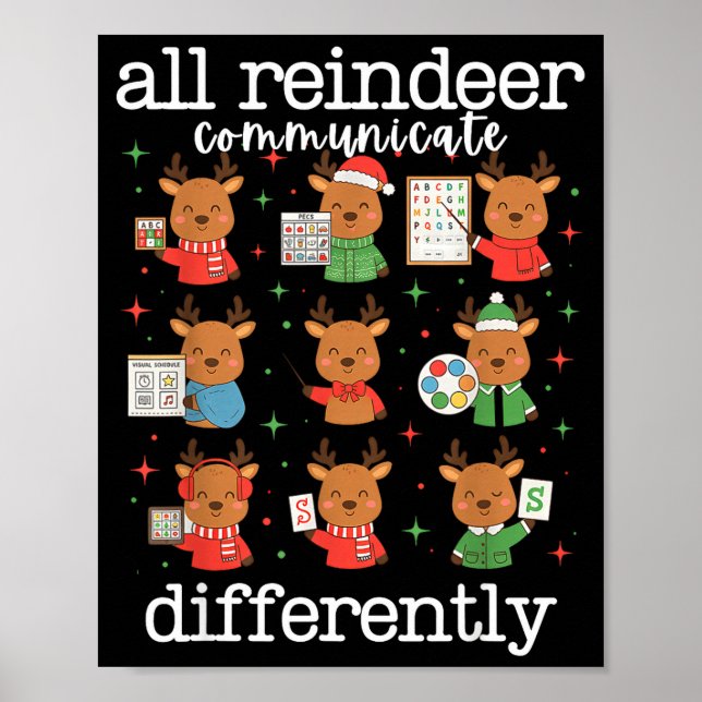 All Reindeer Communicate Differently Xmas Autism A Poster (Framsidan)