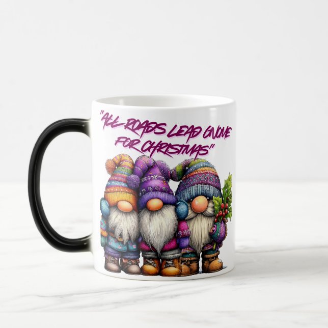 All Roads Lead Gnome For Christmas Magisk Mugg (Vänster)