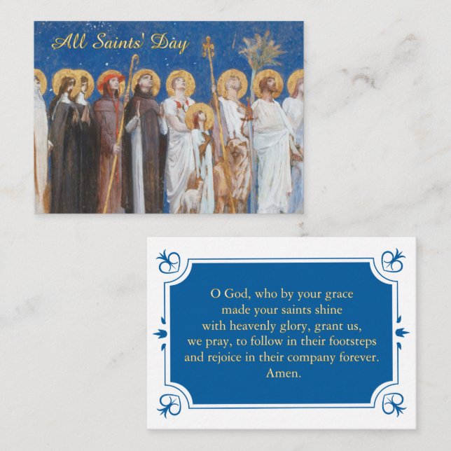 All Saints’ Day Catholic Prayer Card Placeringskort (Fram/baksida)