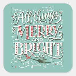 All Sak Merry och Bright julklapp Fyrkantigt Klistermärke