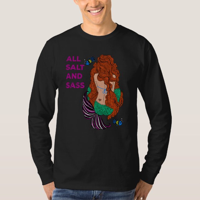 All salt- och saltfärgad Sjöjungfru fisk Humor T Shirt (Framsida)
