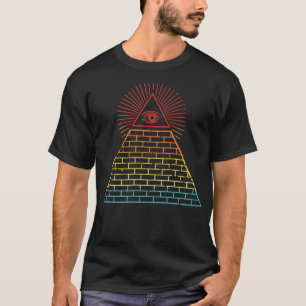 All Seeing Öga Illuminati Egyptian Pyramid Retro D T Shirt