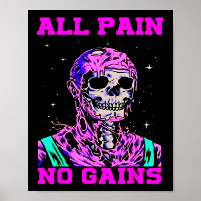 All Smärta Inga Vinningar Fitness Tyngdlyftning Bo Poster (Framsidan)