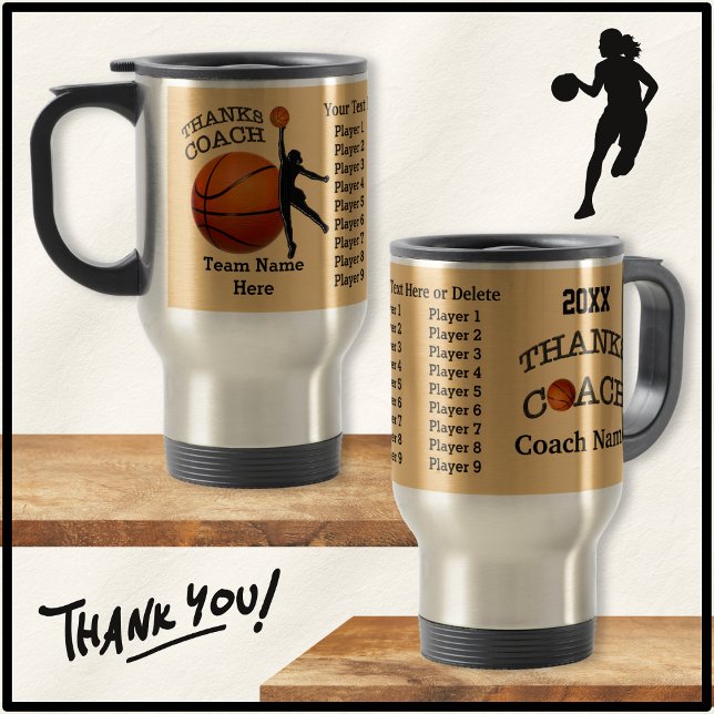All spelare NAMNgåvor för baskettränare Resemugg (Basketball coach thank you gifts, for girls coach. Basketball coach appreciation gifts. Black Gold.)