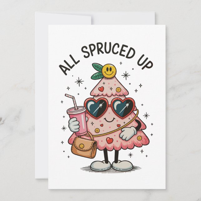 All Spruup-jul Bougie Rosa Träd Bälte Bag Julkort (Framsida)