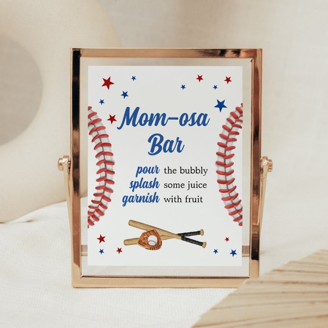 All Star Baseball Baby Shower Mamma Osa Pub Poster (Sports Baby Shower Mom Osa Bar Sign)