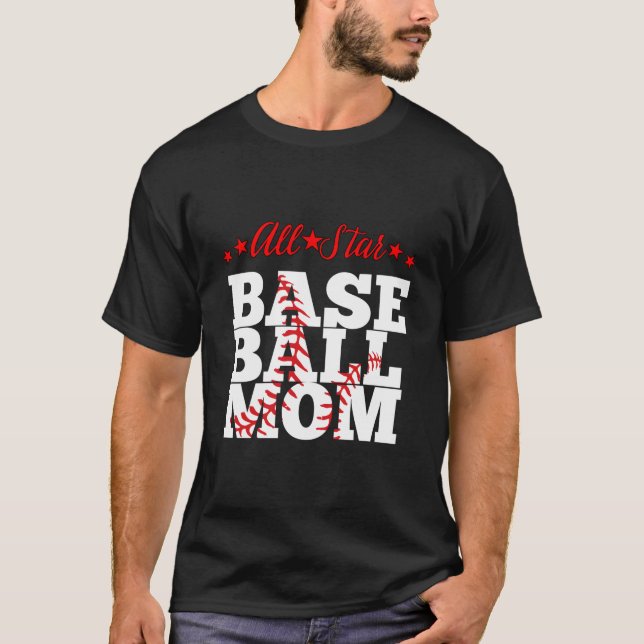 All Star Baseball Mom T Shirt (Framsida)