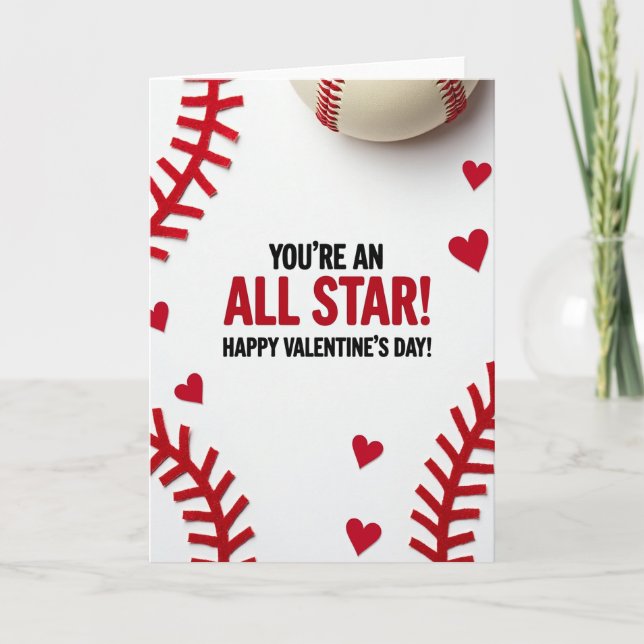 All Star Baseball Valentine Card Kort (Framsida)