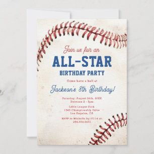 All-Star Baseboll Födelsedagsinbjudan Inbjudningar