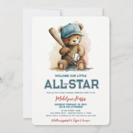 All Star Baseboll Teddybjörn Pojke Sport Bebis Bab Inbjudningar