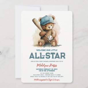 All Star Baseboll Teddybjörn Pojke Sport Bebis Bab Inbjudningar