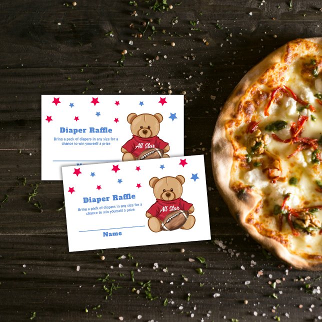 All Star Bear Football Diaper Raffle Baby Shower  Tilläggskort (All Star Bear Football Diaper Raffle Baby Shower Enclosure Card)