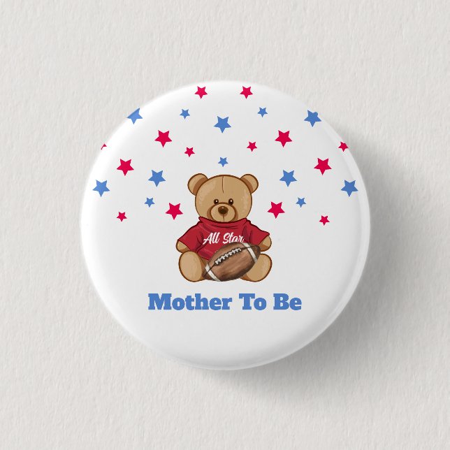 All Star Bear Football Mother To Be Baby Shower  Knapp (Framsida)