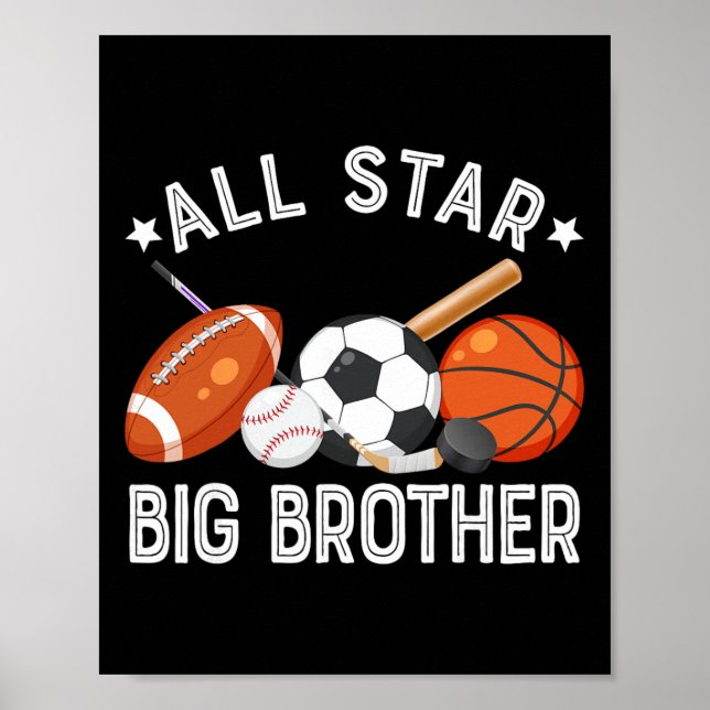 All Star Big Brother Of The Birthday Sketll Soccer Poster (Framsidan)