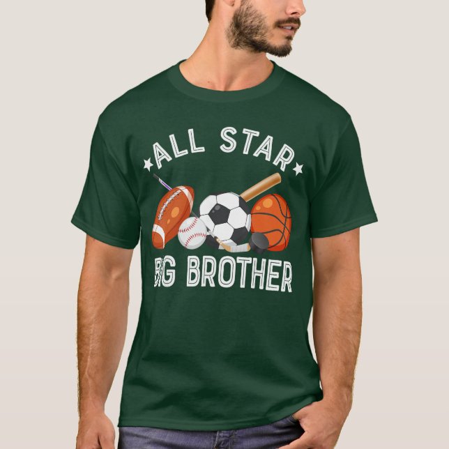 All Star Big Brother Ofhe Birthday Basketball Socc T Shirt (Framsida)