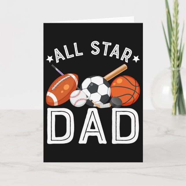 All Star Dad Of The Birthday Boy Sketll Soccer Spo Kort (Framsida)