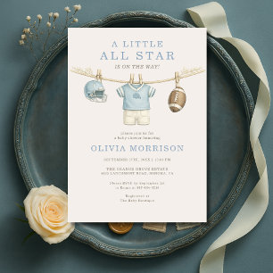 All Star Football Klädstreck Baby Shower Inbjudningar