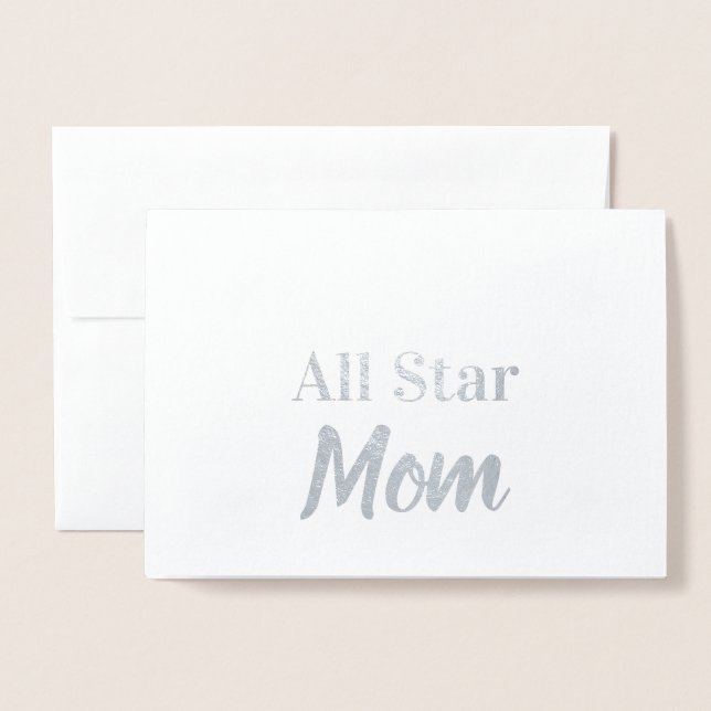 All Star Mamma Glad mors dag Silver Folierat Kort (Framsida med kuvert)