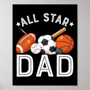 All Star Pappa till Födelsedags Pojken Sketll Fotb Poster