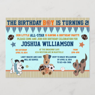 All-Star Puppies Boy Födelsedagsfest inbjudan