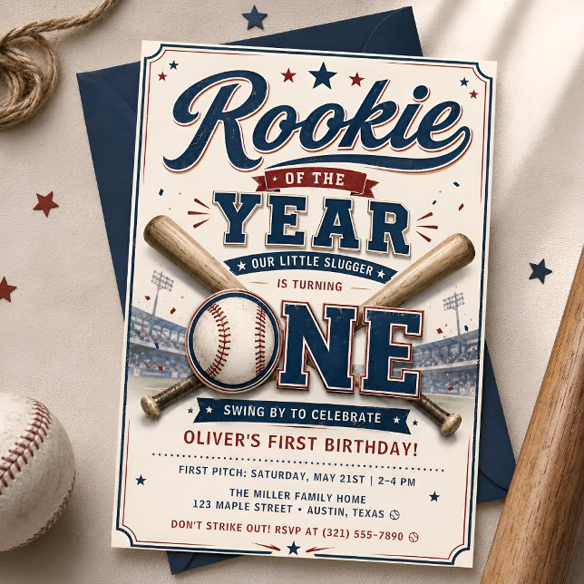 All Star Rookie Baseball 1-årsfest Inbjudningar (Skapare uppladdad)