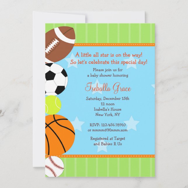 All Star Sport Baby Shower-inbjudan Inbjudningar (Framsida)