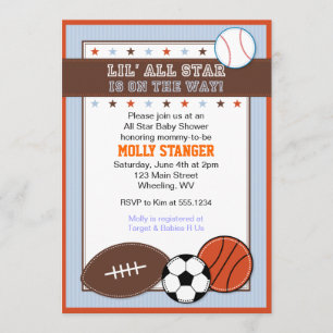 All Star Sport Baby Shower-inbjudan Inbjudningar