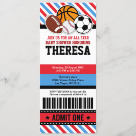 All Star Sport Biljett Pass Baby Shower-inbjudan Inbjudningar
