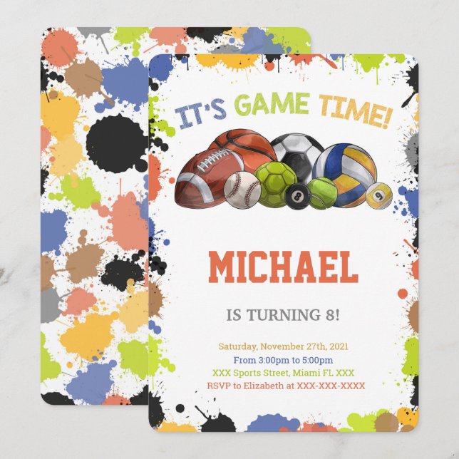 All Star Sport-inbjudningar Inbjudningar (Fram/baksida)