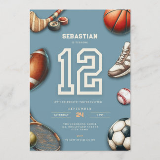All Star Sports 12th Birthday Invitation for Boys Inbjudningar