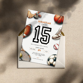 All Star Sports 15th Birthday Invitation for Boys Inbjudningar