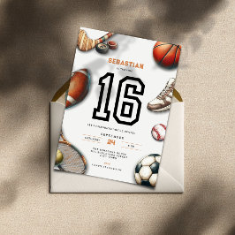 All Star Sports 16th Birthday Invitation for Boys Inbjudningar