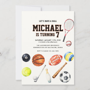 All Star Sports Balls Team Kid Pojke Födelsedag Inbjudningar