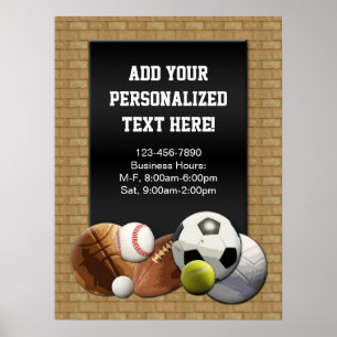 All Star Sports Bollar med brickväggstecken Poster