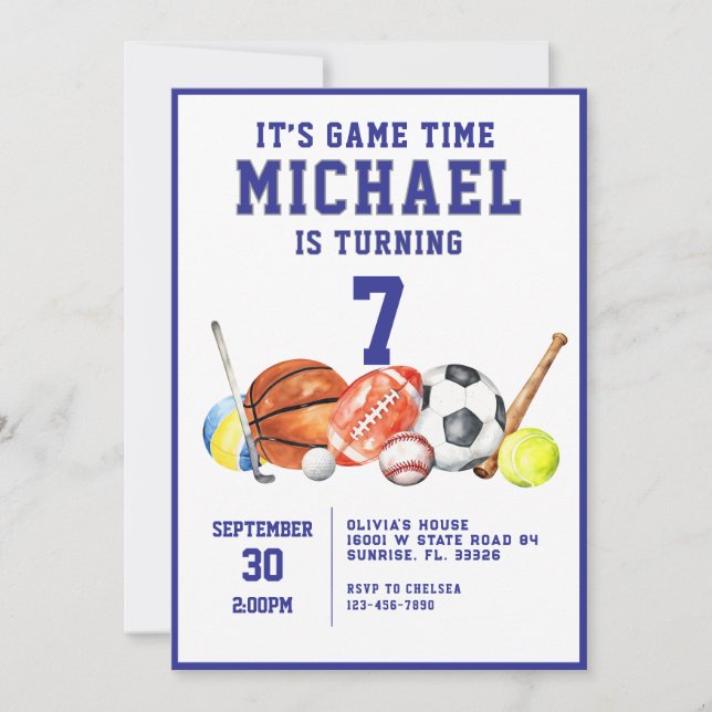 All Star Sports Boy Födelsedagsfest inbjudan (Framsida)