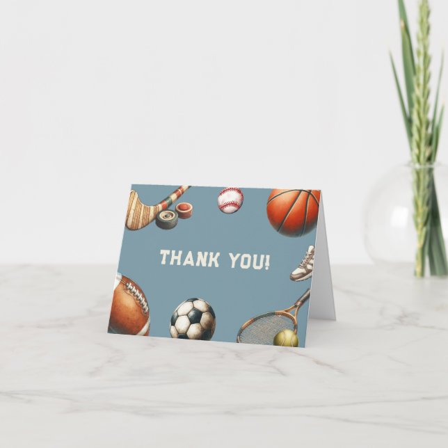 All Star Sports Boys Teens Birthday Thank You Card Tack Kort (Framsida)